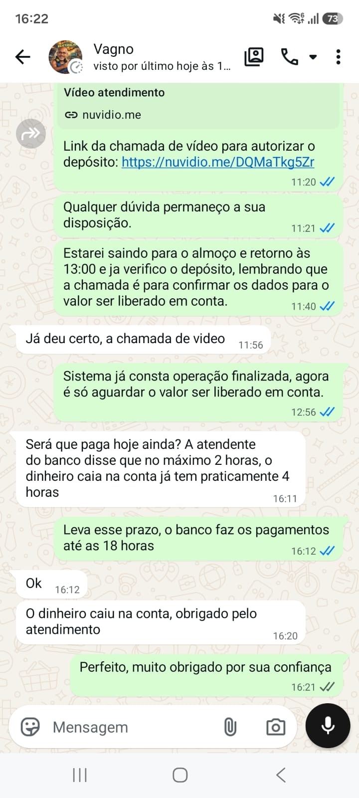 Print de depoimento de cliente aprovado